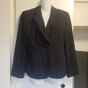 Style & Co. Stretch Petite Multicolored Striped Black Blazer Size 12p